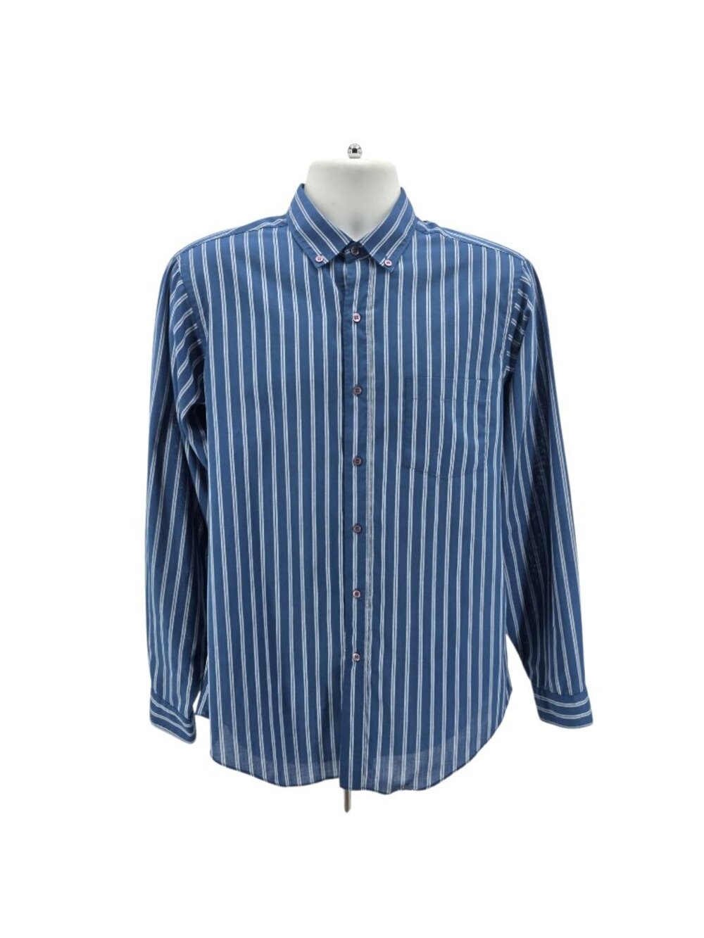 Vintage Levi's Fitted Shirt Mens Large Shirt Button Down Striped Blue White